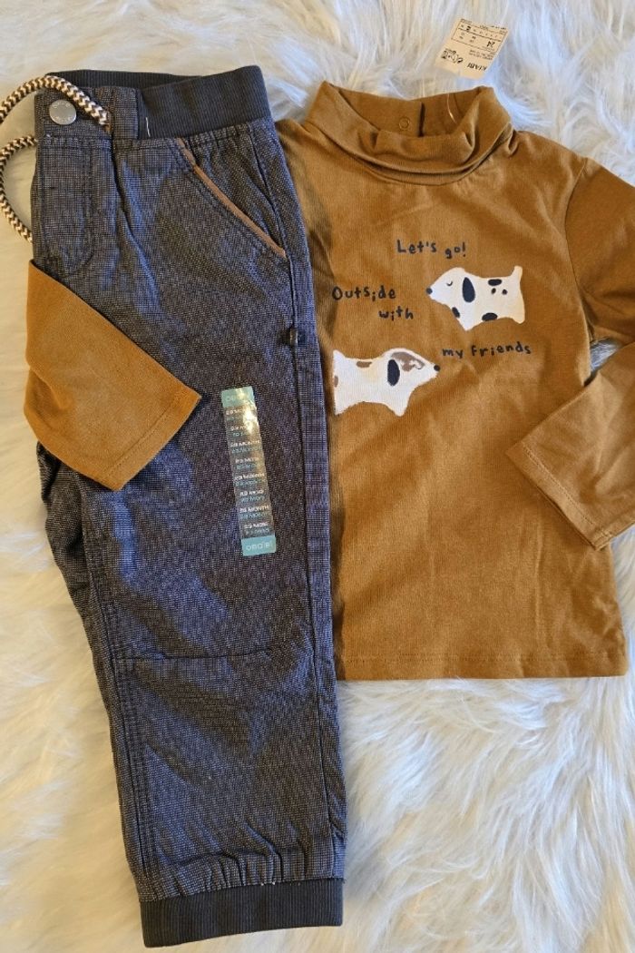 Neufs (non portés) 🏷🤩💙 Ensemble sous pull et pantalon doublé 23/24mois Garçon 💙🤩