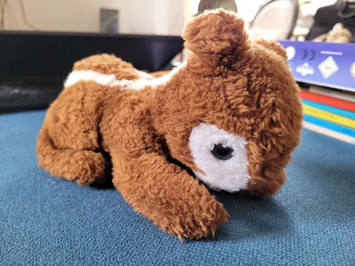 RARE Peluche grand écureuil roux blanc noir Boulgom Made in France doudou collection