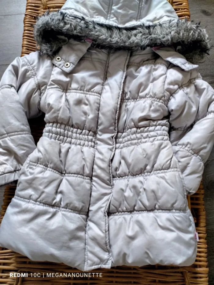 🎀 Manteau Doudoune Gris – Taille 3 Ans / 98 cm – Capuche Amovible – Très Bon État - photo numéro 2