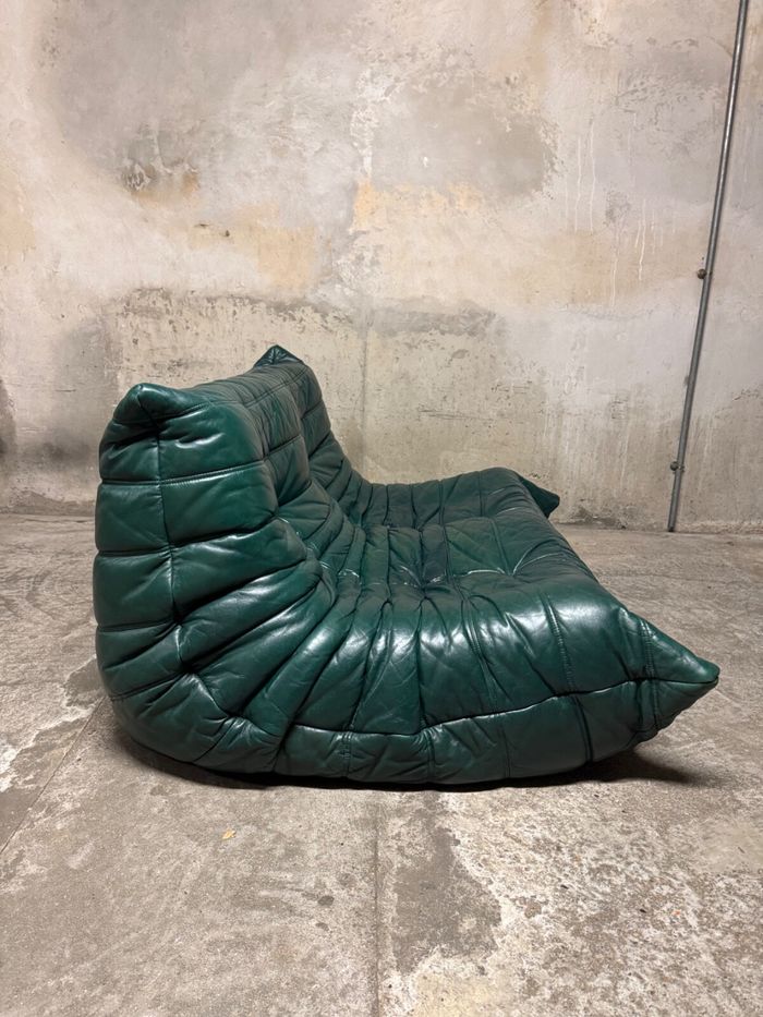Canapé Togo 2 places Cuir vert – Ligne Roset 1990 - photo numéro 4