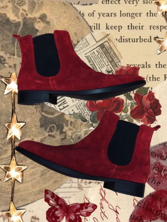 Bottines nubuck rouge red suede ankle boots