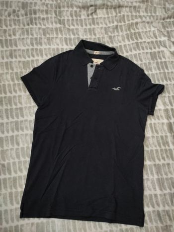 Tee-shirt polo manches courtes noir gris Hollister taille S 36
