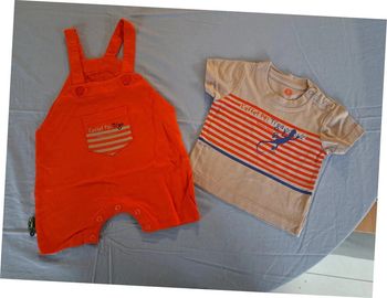 Ensemble salopette et T-shirt salamandre lézard Réunion