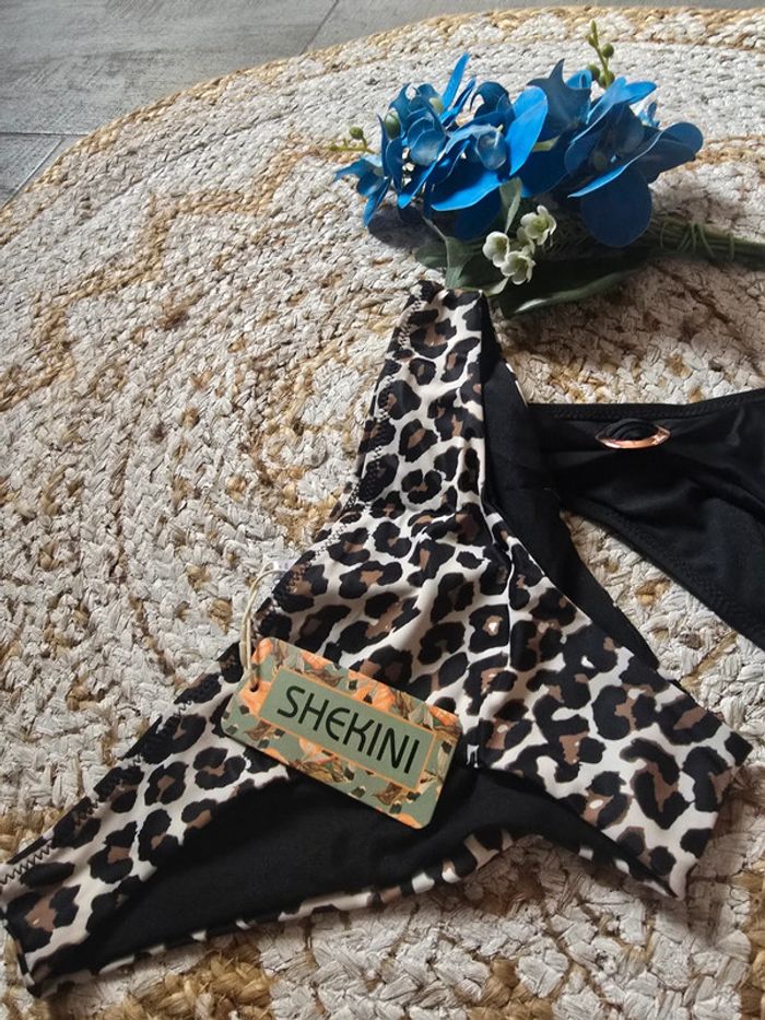 Lot 2 bas de bikini noir+léopard sexy taille S neuf - photo numéro 4