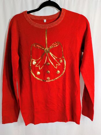 Pull de Noel / fête femme S rouge et doré
