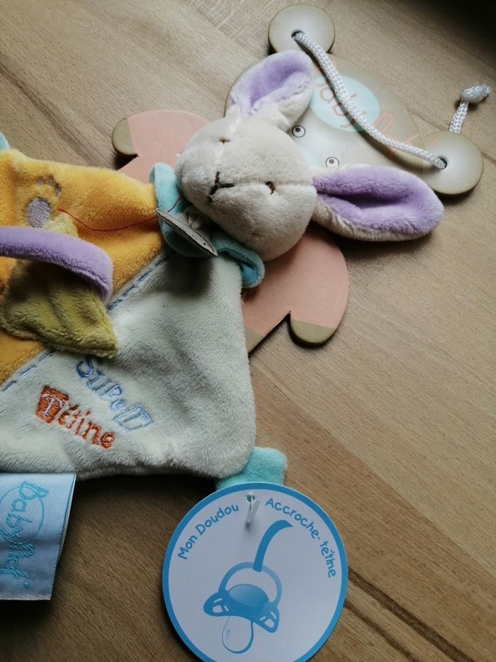 Doudou attache tétine lapin BABY NAT' Super tétine - photo numéro 3