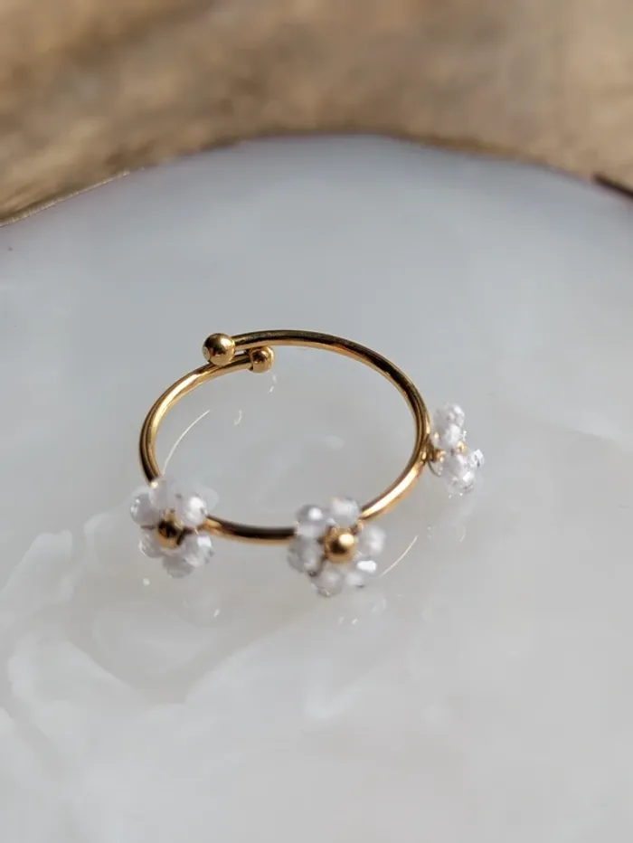 Bague marguerite en acier inoxydable ajustable