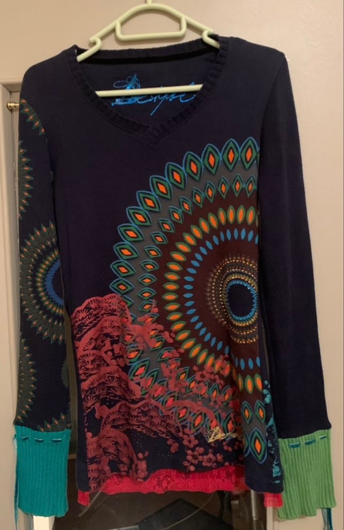 Pull fin marque desigual taille 36/38 Cole en V - photo numéro 2