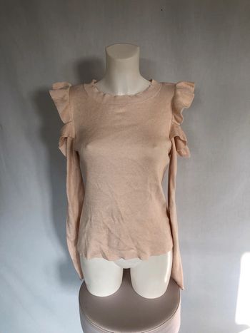 Haut rose pâle épaules dénudées volantées H&M bon état taille S / 36 38