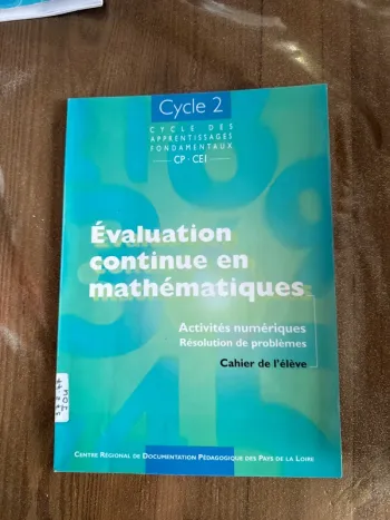 Livre, évaluation, continue en mathématiques, CP CE1