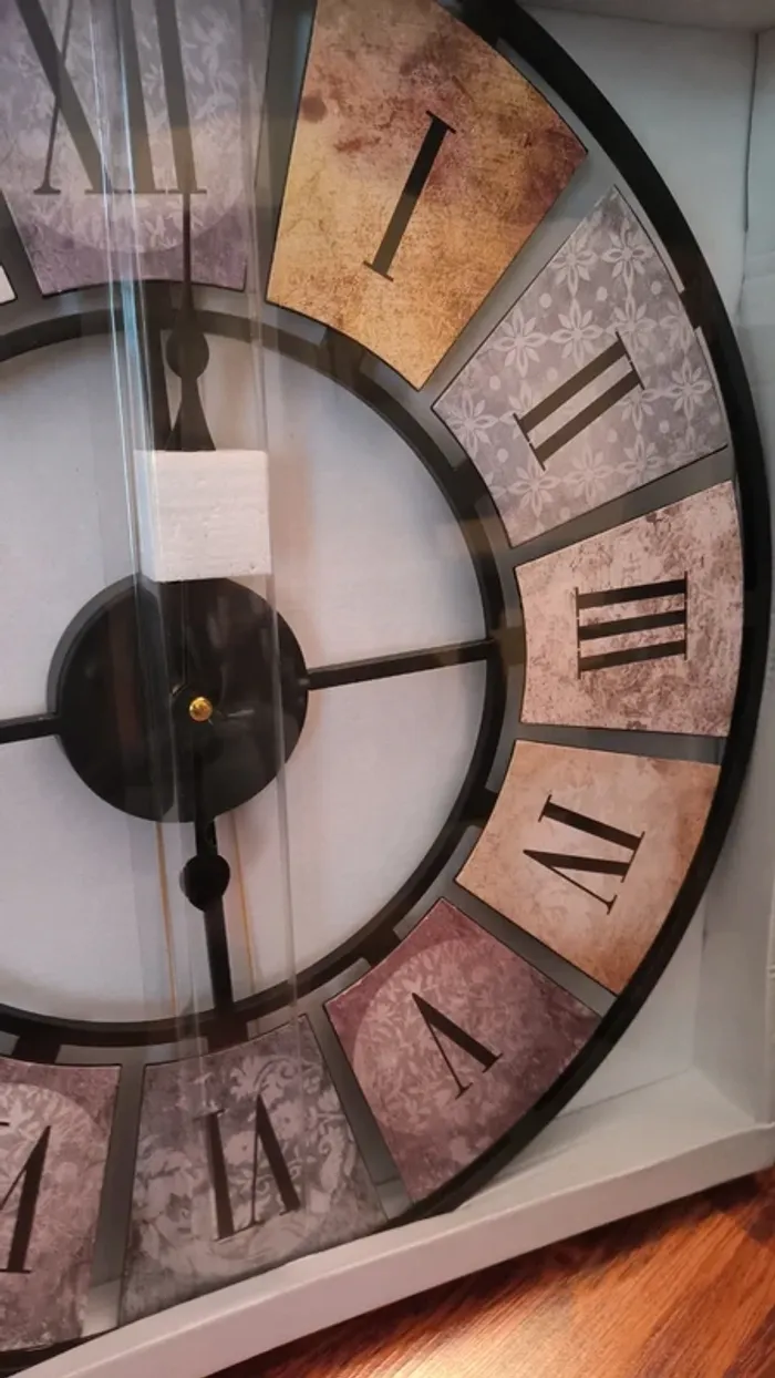 [NEUF] Grande horloge murale Vintage silencieuse en métal XXL Chiffres Romains rétro déco 50 cm - photo numéro 6