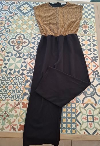Combinaison pantalon manches courtes brillante or