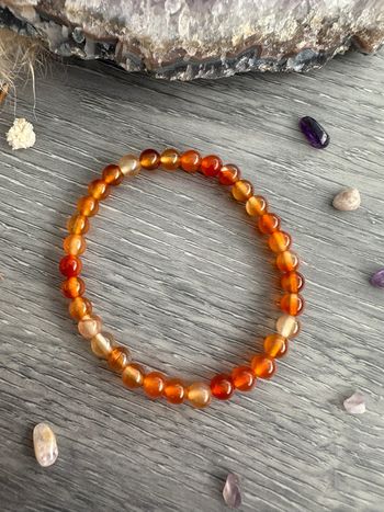 Bracelet en perles de calcite orange - Pierre véritable