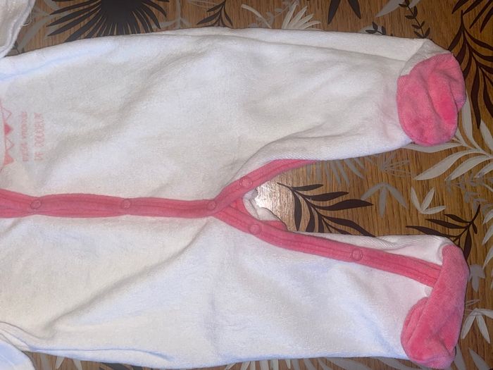 Pyjama velours blanc à motif lapin fushia bb 3 mois - photo numéro 2