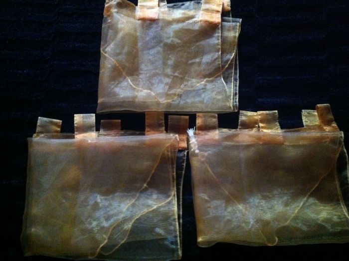 Faby27800 Rideau Orangé x 3 / 60 cm x 95 cm pompon compris - photo numéro 3