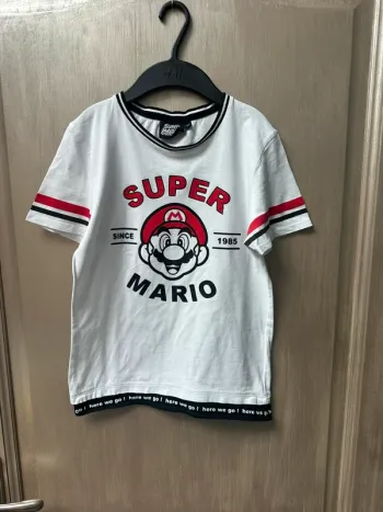 T-shirt blanc et rouge Mario 12 ans