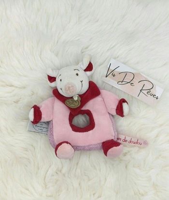 Hochet souris Rose Graines de Doudou, Doudou et Compagnie