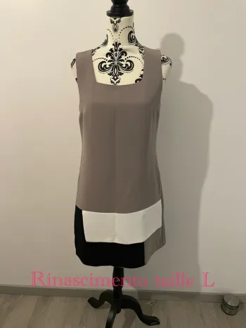 Robe Rinascimento élégante – Taille L beige blanc noir