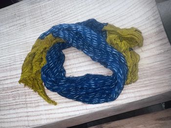Chèche foulard Zara 0 - 4 ans bleu jaune moutarde