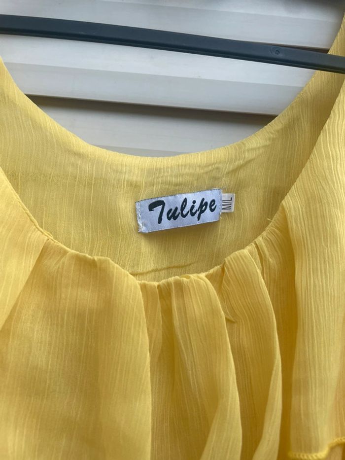 Robe à volant fluide jaune - photo numéro 2