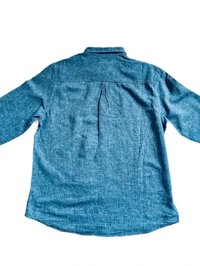🔹🌿Chemise en lin coton chambray vintage homme Taille L Blue denim linen shirt🌿🔹 - photo numéro 10