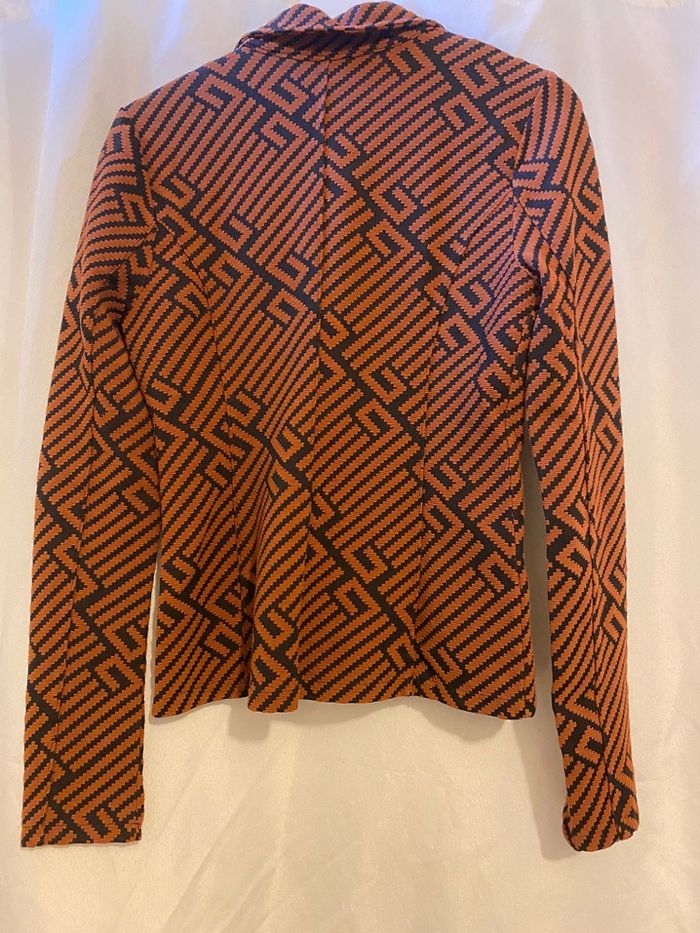 Blazer ajusté orange et noir à motifs géométriques - photo numéro 5