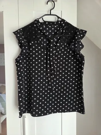 Blouse top chemise a pois vintage femme taille 38