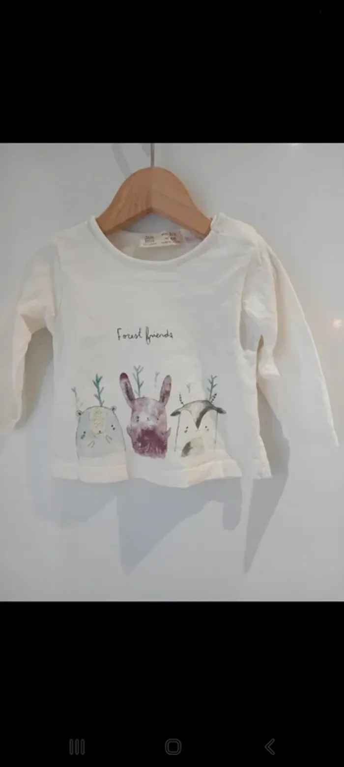 Lot de petits tee-shirts manches longues aux animaux et gilet léger à capuche en maille douce - photo numéro 11