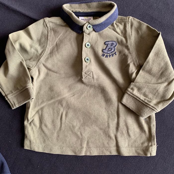 Lot 2 polos Jumeaux 9 mois kaki & marine neufs TAO - photo numéro 3