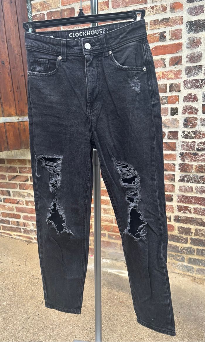 👖 Jean noir déchiré Clockhouse High Rise Mom – taille haute (T36) - photo numéro 2