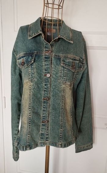Veste Unique en Jean Vert Nuancé de Bleu - Taille 3 - TBE