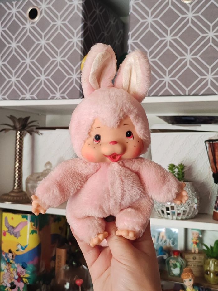Lapin rose style monchhichi vintage bunny