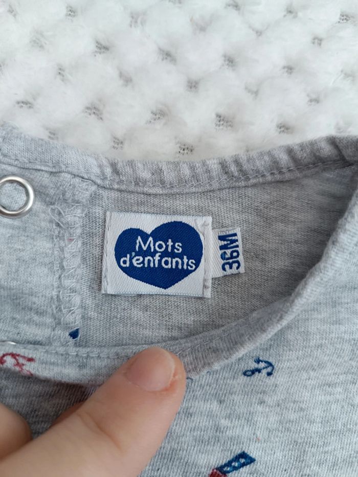 🔸T-shirt Gris Moussaillon – Mots d'Enfants 3 Ans🔸 - photo numéro 3