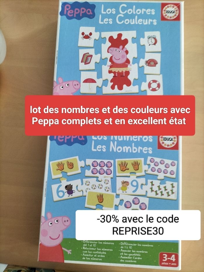 Lot de 2 jeux d'apprentissage Pegga  les nombres et les couleurs