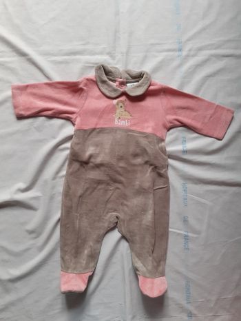 Babygros bicolore rose et marron motif Bambi