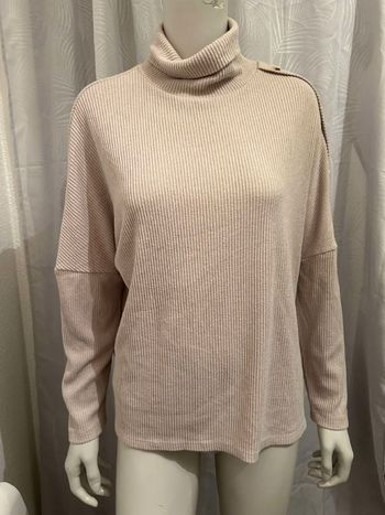 Pull col roulé beige côtelé Kiabi M 38/40