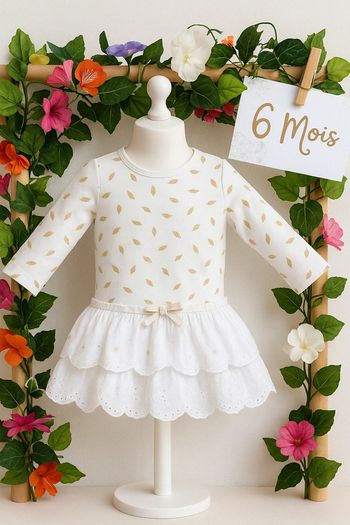 Robe blanche et dorée 6mois Catimini
