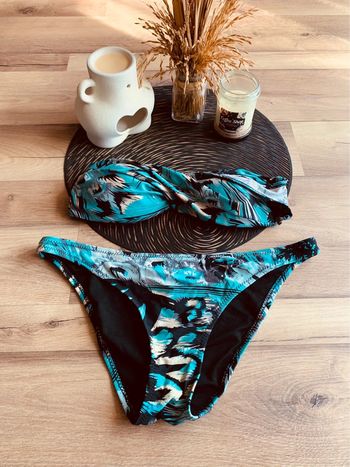 Maillot de bain 2 pièces motif vert femme - Taille M Jennyfer