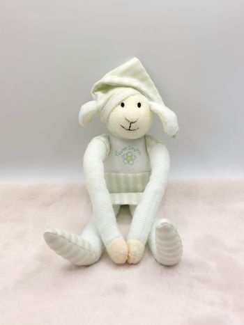 Peluche 35 cm doudou mouton agneau vert blanc Luminou Jemini fleurs luminescent