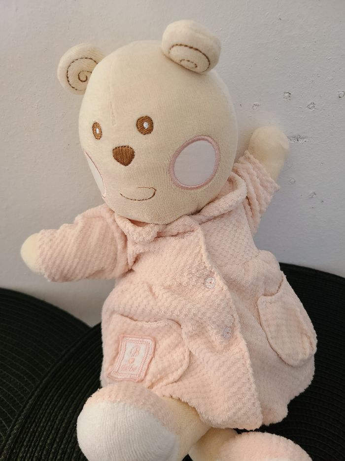 Doudou ours rose B coeur Bébé NOUNOURS