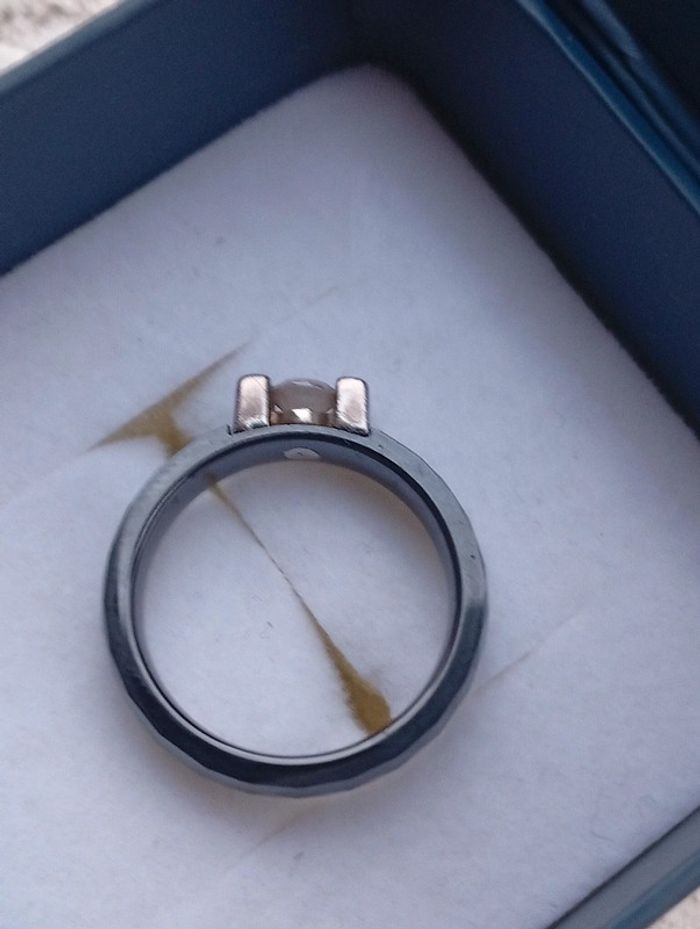Bague argent 925 solitaire moderne sertie oxyde – EDORA - photo numéro 3