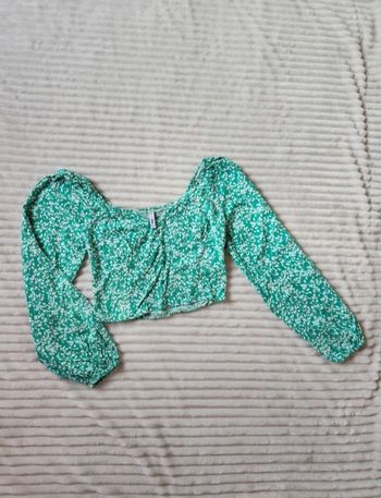 Crop top vert & blanc – Manches longues – Taille S – FB Sister