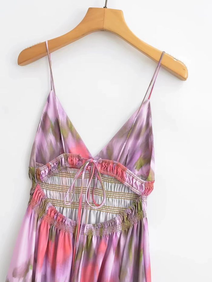 Robe longue fluide rose lila colorée – Taille S – Neuf - photo numéro 5