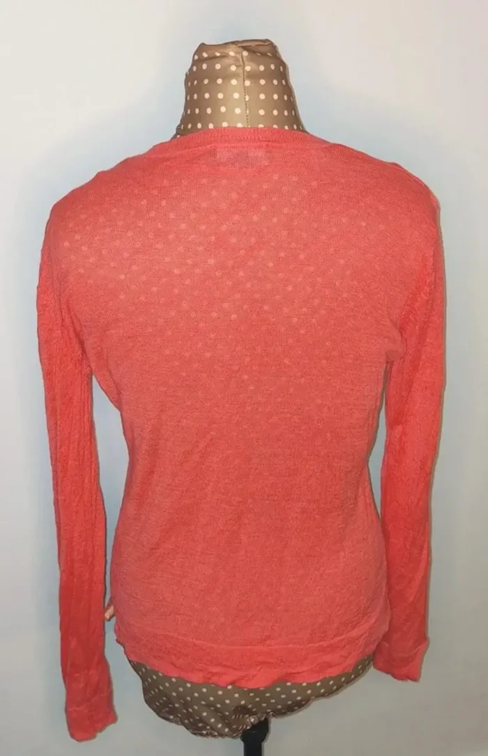 Pull corail rose femme, en lin, Adagio, taille 38 - photo numéro 2