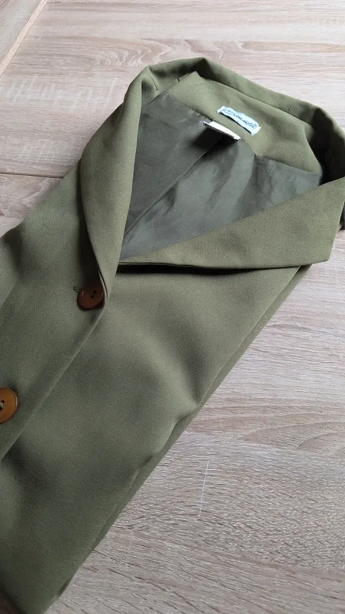 Veste vintage cintrée verte kaki - photo numéro 2