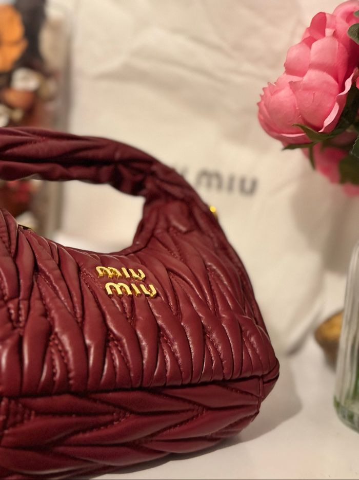 Sac miu miu matelassé - rouge bordeaux - photo numéro 3