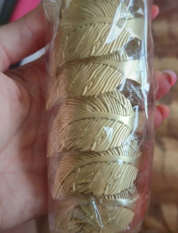 24 ronds de serviette feuillage dorés - photo numéro 2