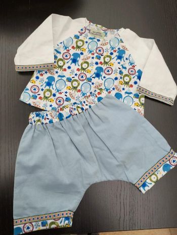 Ensemble en coton bébé 3 mois, fait par créatrice