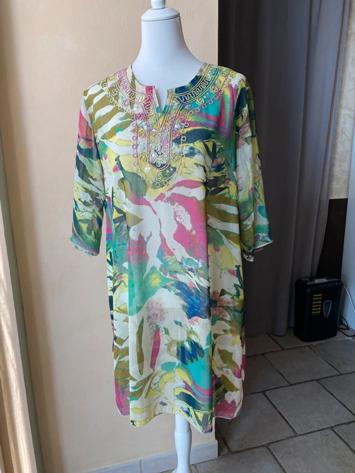 Robe voile brodé multicolore Yi Xiang XL - photo numéro 6