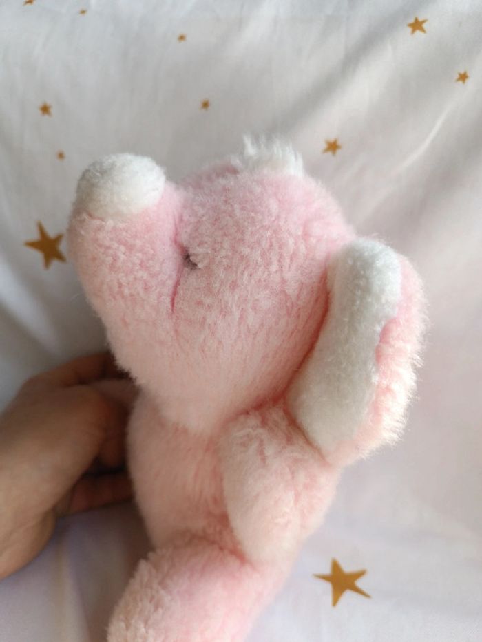Petite peluche small doudou plush éléphant souris mouse rose pink ajena vintage vtg boulgom hochet - photo numéro 4